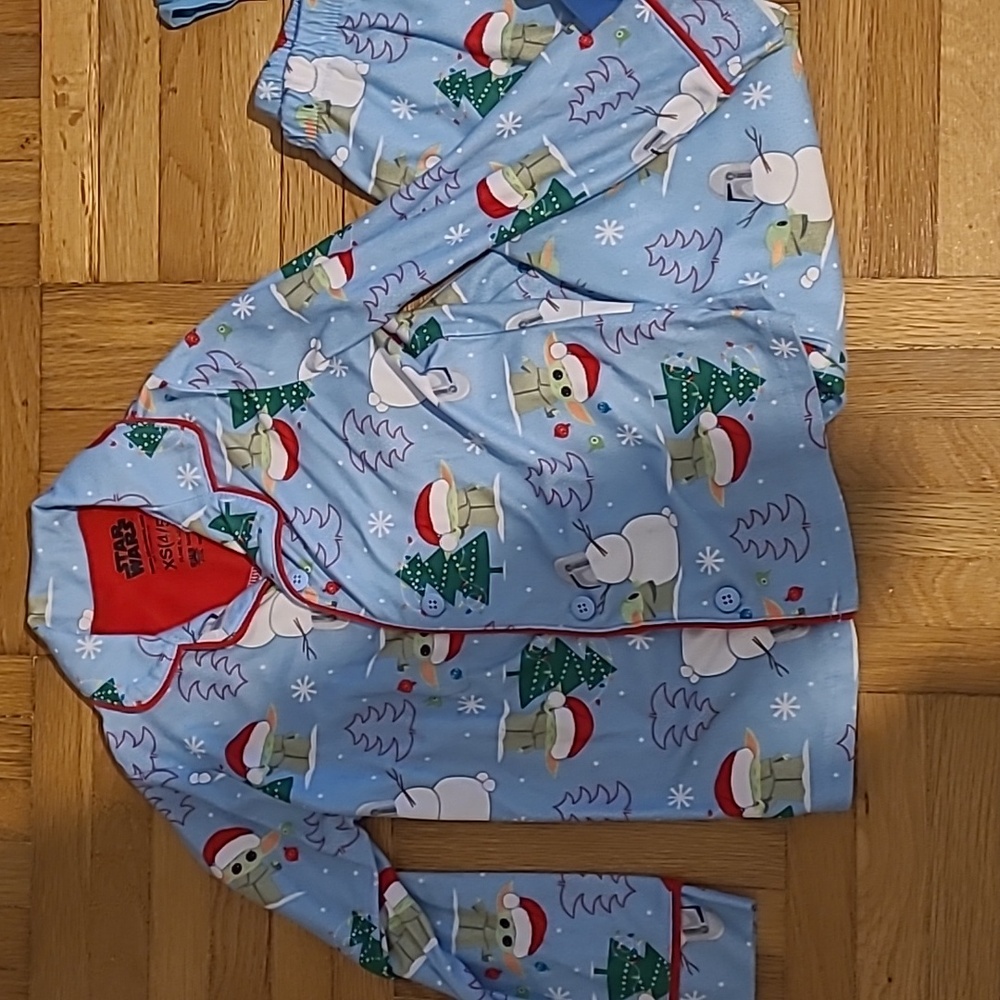 Boys 4/5T star wars Christmas baby Yoda snowman flannel pajamas